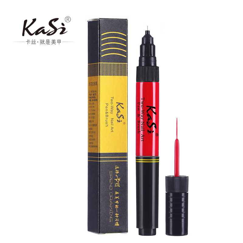 KaSi美甲双头点花拉线笔 点钻美甲笔彩绘笔工具10克 颜色:大红色