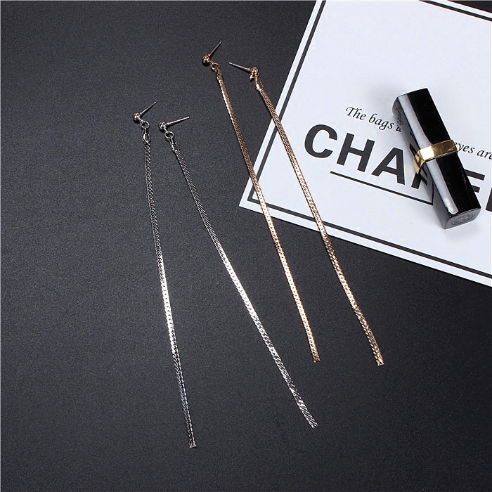 European and American simple personality snake bone chain tassel earrings metal small ball long earrings earrings earrings earrings earrings women