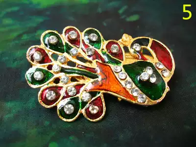 Beautiful small Peacock Indian handmade cloisonne enamel with rhinestones shiny chic peacock brooch pin