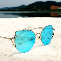 Glasses overseas Super Gas butterfly cat eye temperament seaside holiday mirror sky blue sunglasses