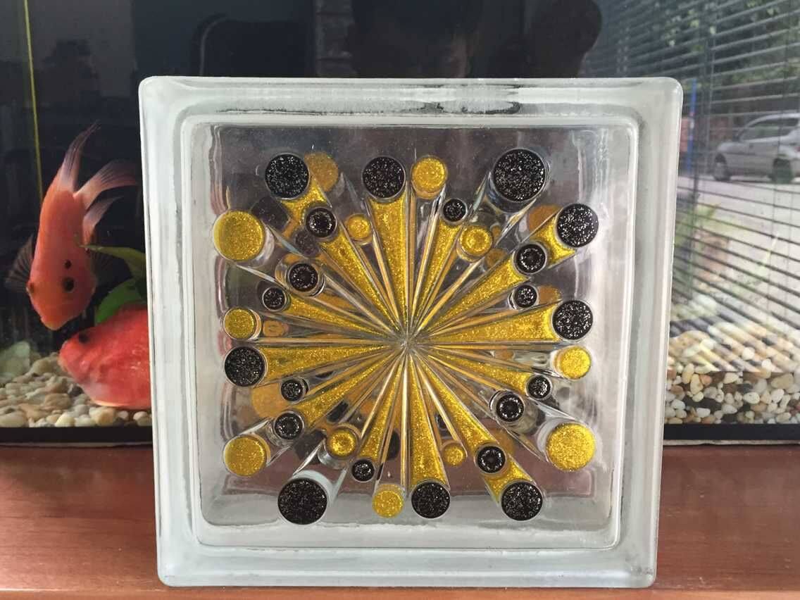 Painted Brick Gold Venus Textured Glass Brick Partition Wall Glass Brick Living Room Dressing Room EFFECT frugale