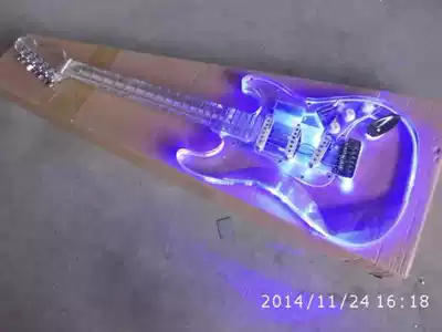 Acrylic Crystal luminous LED light electric guitar plexiglass transparent guitar ST electric guitar can be customized