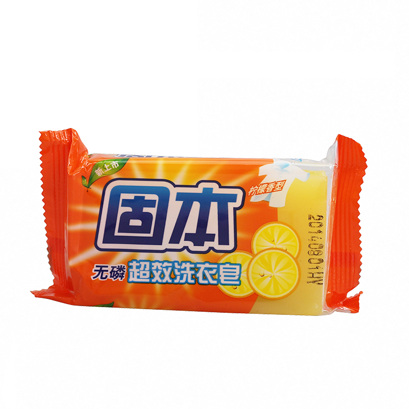 固本无磷超效洗衣皂108克 柠檬香型 透明皂肥皂 上海制皂清洁去污