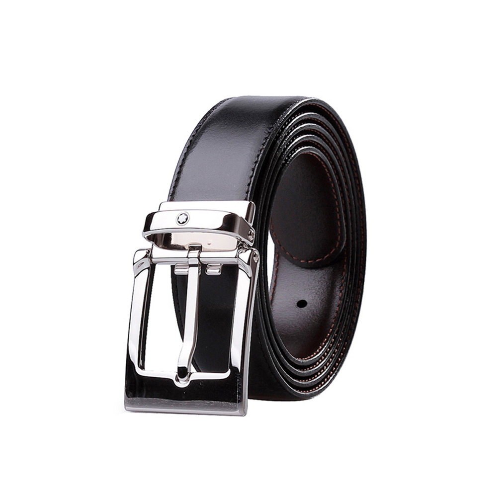 MONTBLANC 万宝龙 男士当代镀钯金针扣双面牛皮腰带 9774