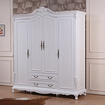European pastoral style furniture four-door solid wood wardrobe white antique carved wardrobe simple atmospheric lockers