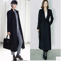 Mùa thu đông 2017 mới của phụ nữ phiên bản Hàn Quốc của cổ áo thon gọn siêu mỏng áo khoác len dài - Áo Hàn Quốc áo dạ hàn