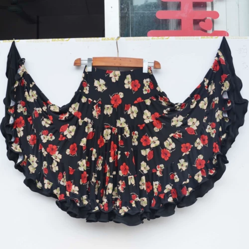 Танцевальная юбка Большая юбка для цветочной юбки Half -Куба национальная стандартная практика танцевальная танцевальная танцевальная танцевальная квадратная юбка 57#