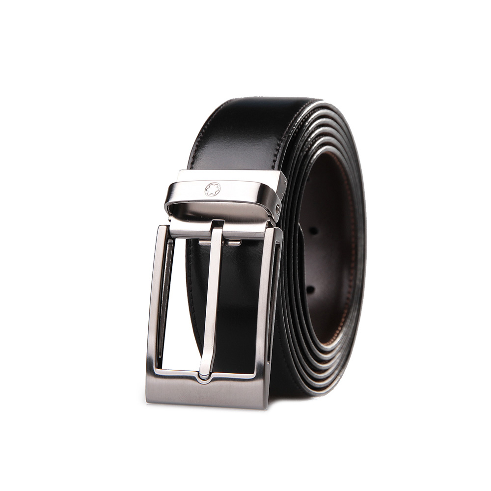 MONTBLANC 万宝龙 男士休闲牛皮加宽针扣腰带 黑/棕 105090