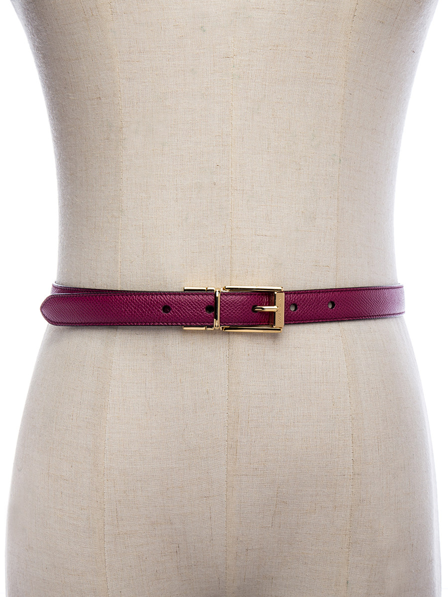 Dolce&Gabbana 紫红纹理金色针扣细腰带