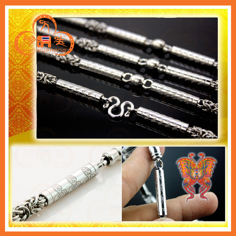 All life Thai Buddha brand stainless steel master head scriptures bamboo hanging chain Buddha brand shell necklace
