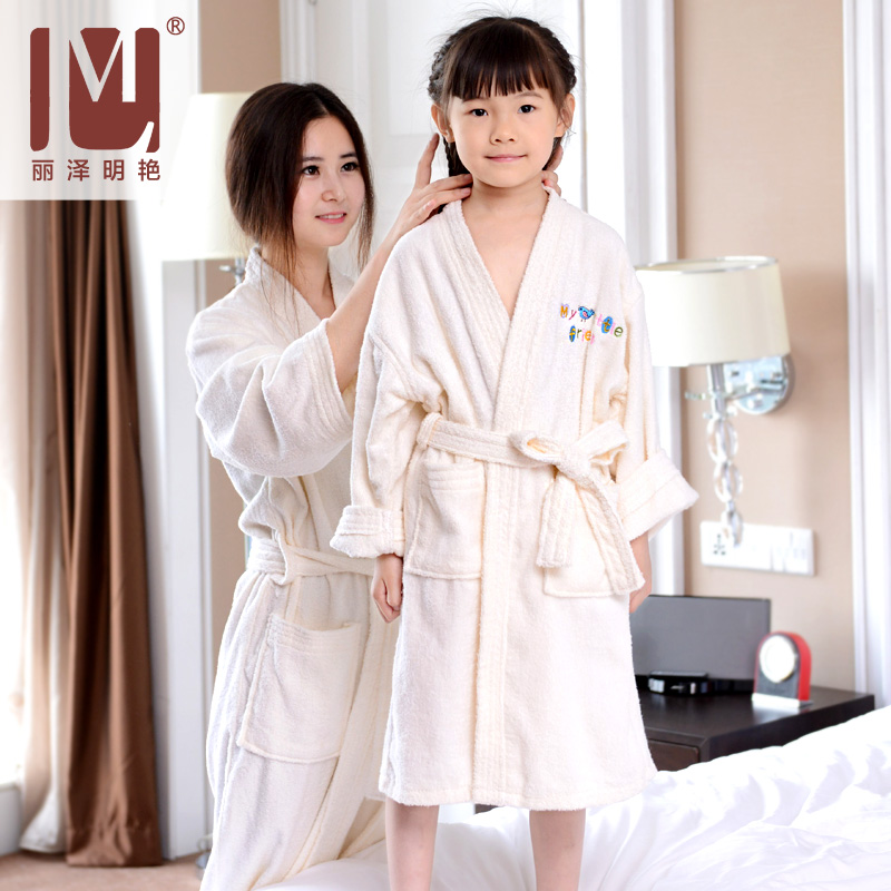 Children's bathrobe Cotton towel material Cotton men's and women's children's spring, summer and autumn nightgown Yukata Parent-child women's pajamas thin