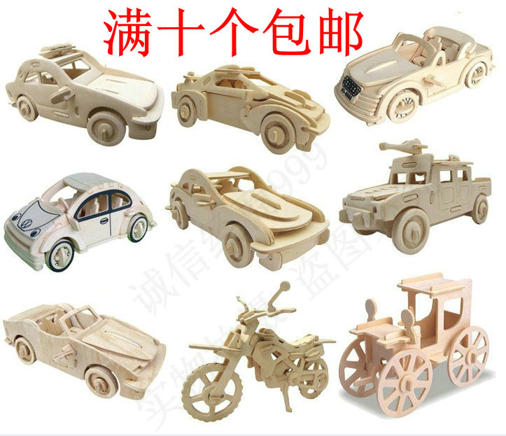 Puzzle Woody 3d Solid Children Puzzle Jigsaw Intelligence Handmade Diy Wooden Assembled Toy Gift Car Model