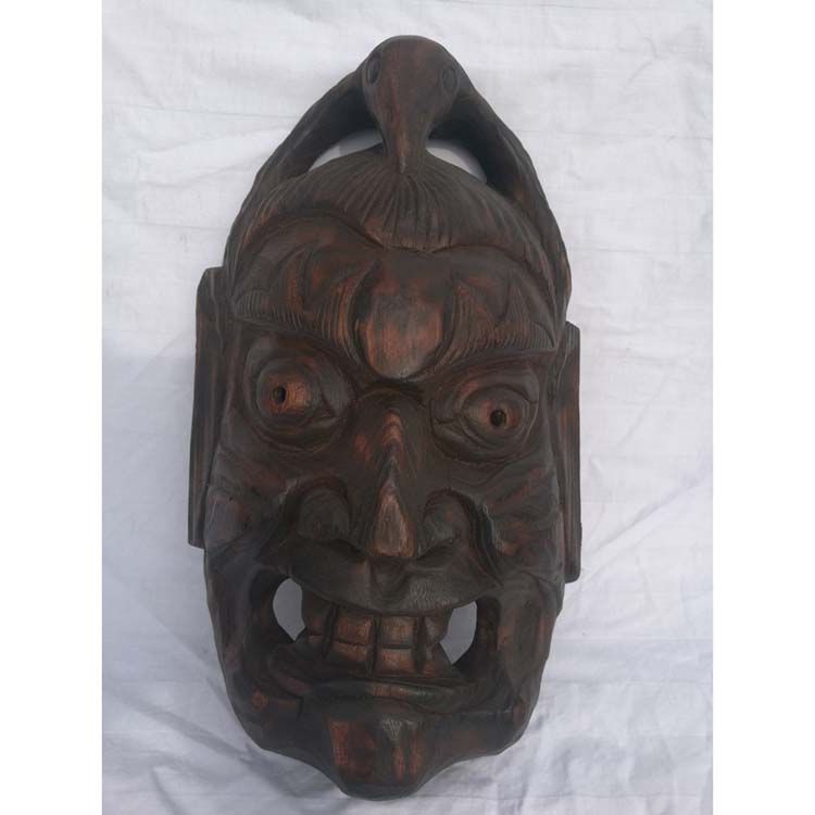 Folk folk wood carvings to be held in the exhibition Exhibition Hall of the Gods Mask Face of the Face Facebook Ghost Face to Be Held to Perform The Show 30cm