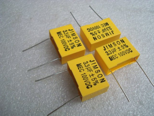 The original JIMSON MEC series is a 100V 3.3UF 335 divider dedicated coupling electrodeless capacitor