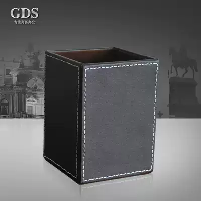 High-grade leather pen holder creative multifunctional cute Korean wood business office desktop supplies Special