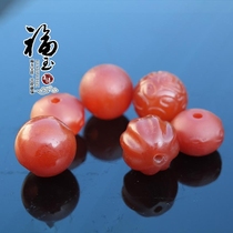 Fuyu Bodhi Fidelity Natural Red Agate Carved Beads Round Beads Back Moved Beads Accessories Top Beads Six-character Manifesto