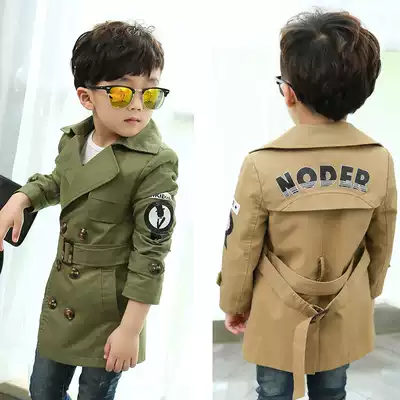 Children's clothing 2020 new printed boy windbreaker spring and autumn children's medium and long version of coat in children Korean coat tide