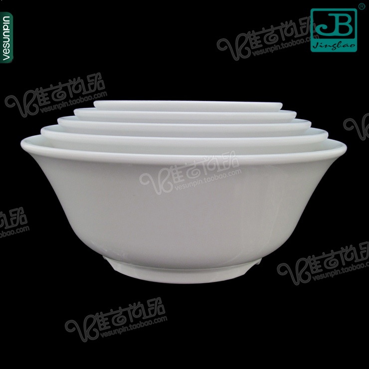 Carabao Hotel Supplies Hotel Melamine White Imitation Porcelain Tableware Han Style Small Bowl Rice Bowl Rice Bowl with Blister Noodle Bowl C081