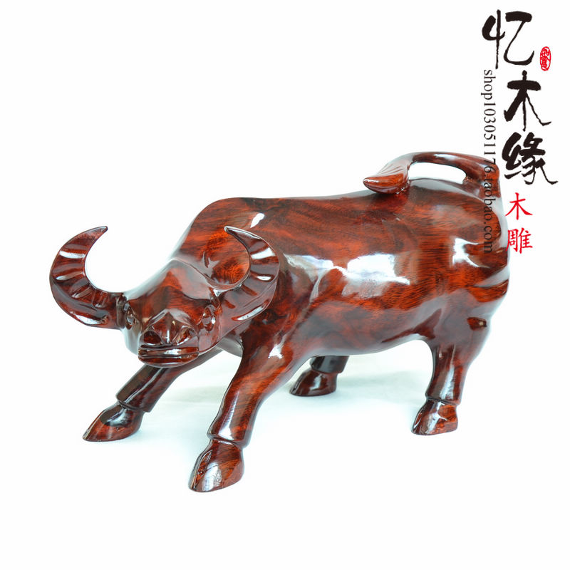 Solid wood carvings Niu Wang Caihong wood Handicraft Wall Street Bull Zodiac Feng Shui Zodiac Accessories Ox Home Furnishing Special Price