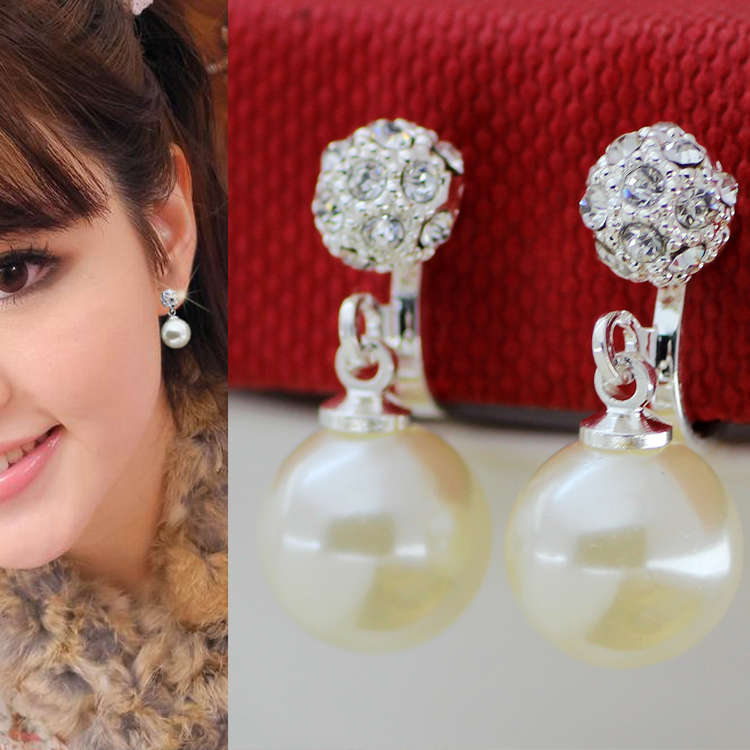 Pearl drill ear buckle fake earrings without holes ear needle ear clip female cd fake mother supplies women's big man cd dress suit