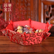  Su embroidery satin red happy candy box Wedding candy plate Bride wedding supplies Wedding dowry New year gift box