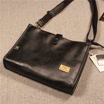 Leisure business backpack mens Korean shoulder bag envelope horizontal soft leather womens bag crossbody IPad bag simple messenger bag