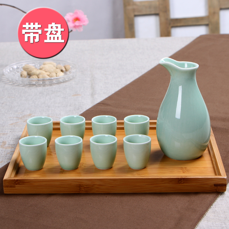 Ceramic wine set with plate, wine glass, yellow wine pot, wine divider, white wine glass, strong wine glass, household small wine cup, sake set