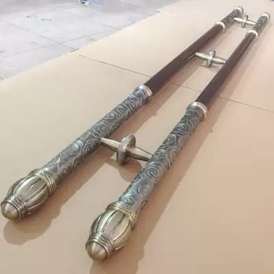 Hotel clubhouse KTV glass door Wooden door handle handle Central European antique copper stainless steel long handle Xiangyun