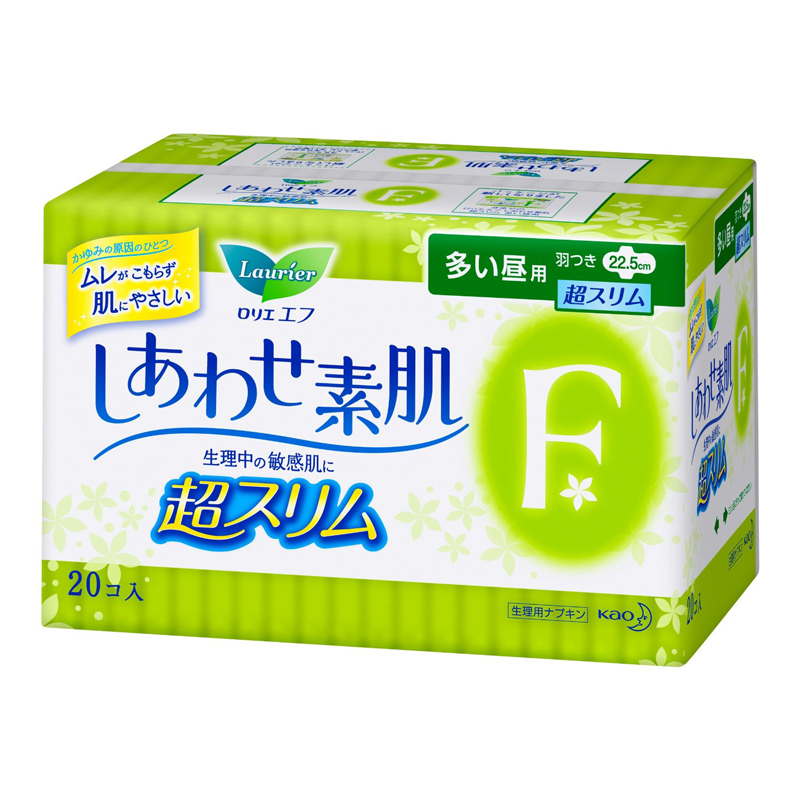 日本原装花王乐而雅F透气棉柔超丝薄22.5cm 20片日用护翼型卫生巾