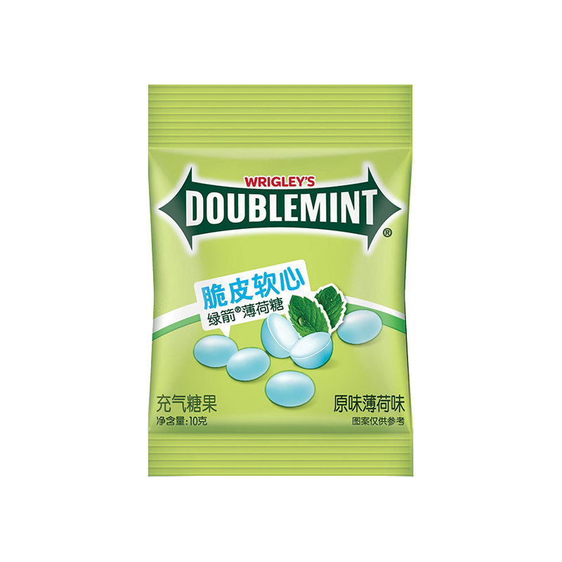 【天猫超市】箭牌绿箭脆皮软心薄荷糖（原味薄荷味）袋装10g