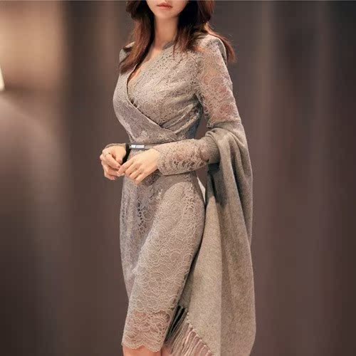 乐天网购女士蕾丝连衣裙简约时尚休闲百搭气质淑女个性韩国直邮