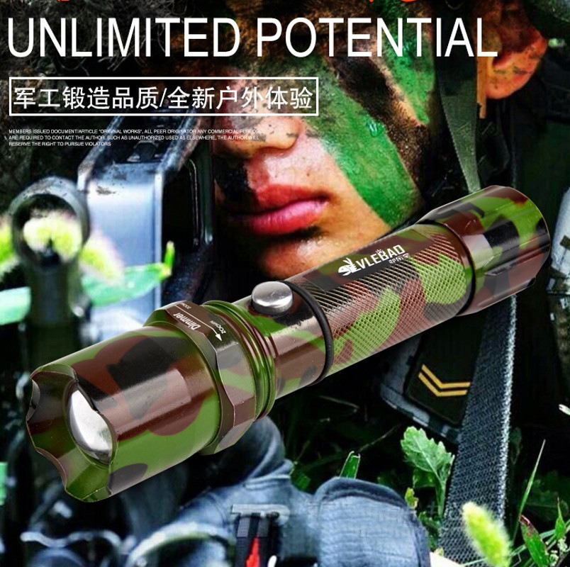 Military Industry Flashlight Floodlight Outdoor American Super 1000 meters Far shot super bright camouflated zoom equipped Wildcamp Army