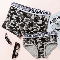 Thời trang cá tính in ngụy trang cặp đồ lót phù hợp với thể thao sợi tre nam boxer eo nữ tam giác đồ lót phụ nữ