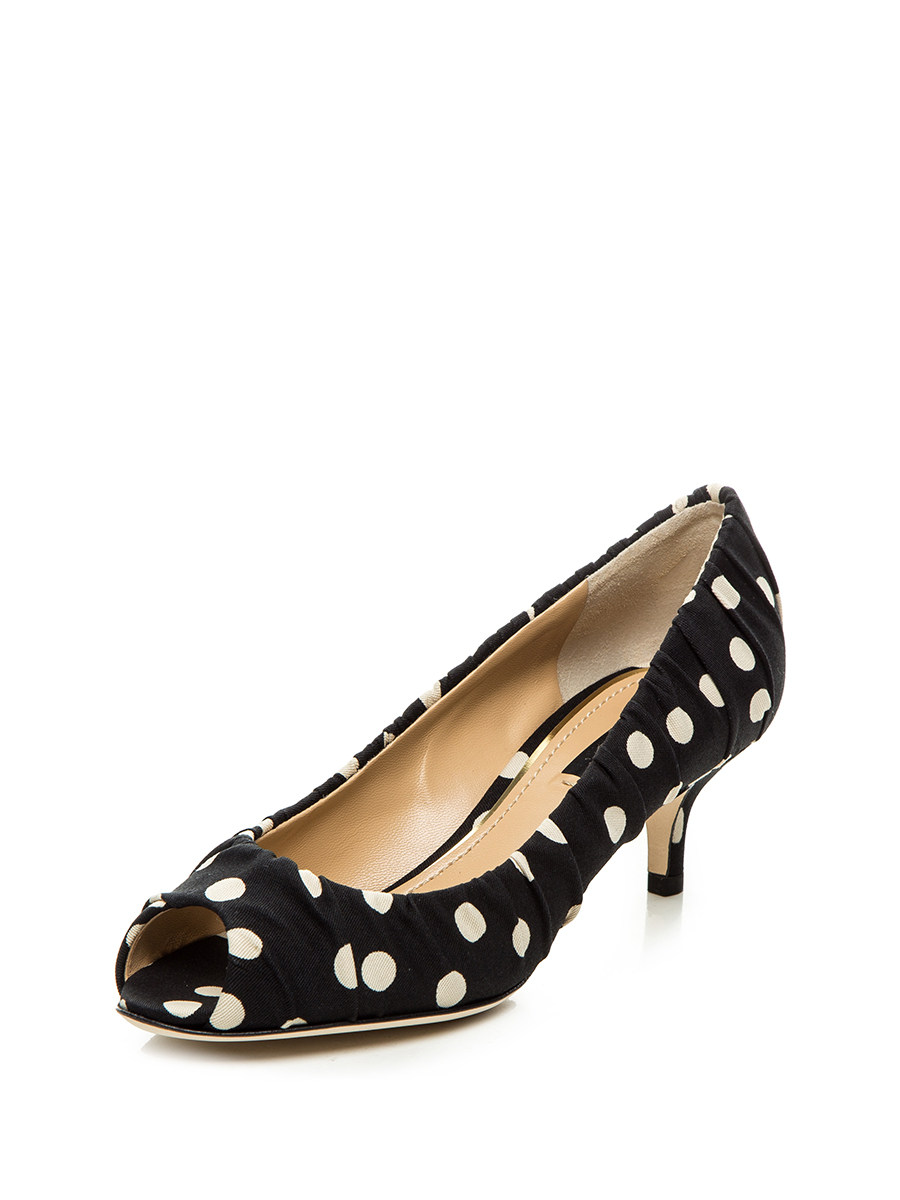 Dolce&Gabbana 黑色圆点图案鱼嘴低跟鞋