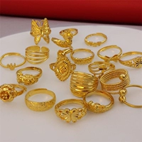 24K Bà Euro Coin Trang sức Việt Nam Sha Jin Mô phỏng Nhẫn vàng giả Mạ vàng Trang sức 18K không thể bị mất nhẫn vàng 24k