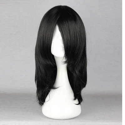 taobao agent Mcoser anime wig Black medium long straight universal use cos wigscase oblique bangs