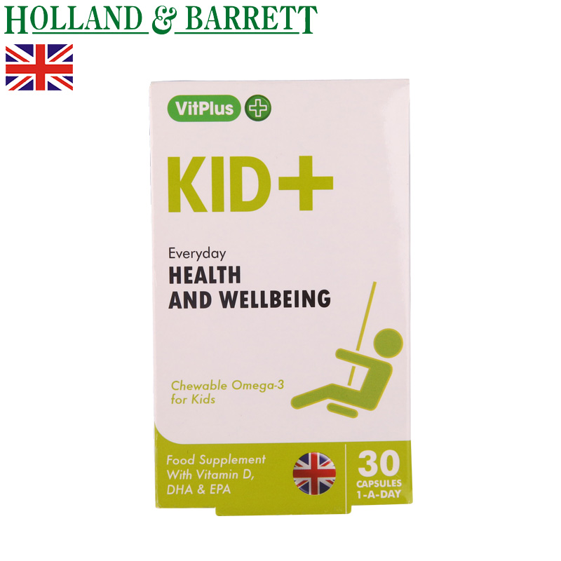VitPlus+ 英国进口 儿童鱼油咀嚼软胶囊30粒 增强免疫力 益智健脑