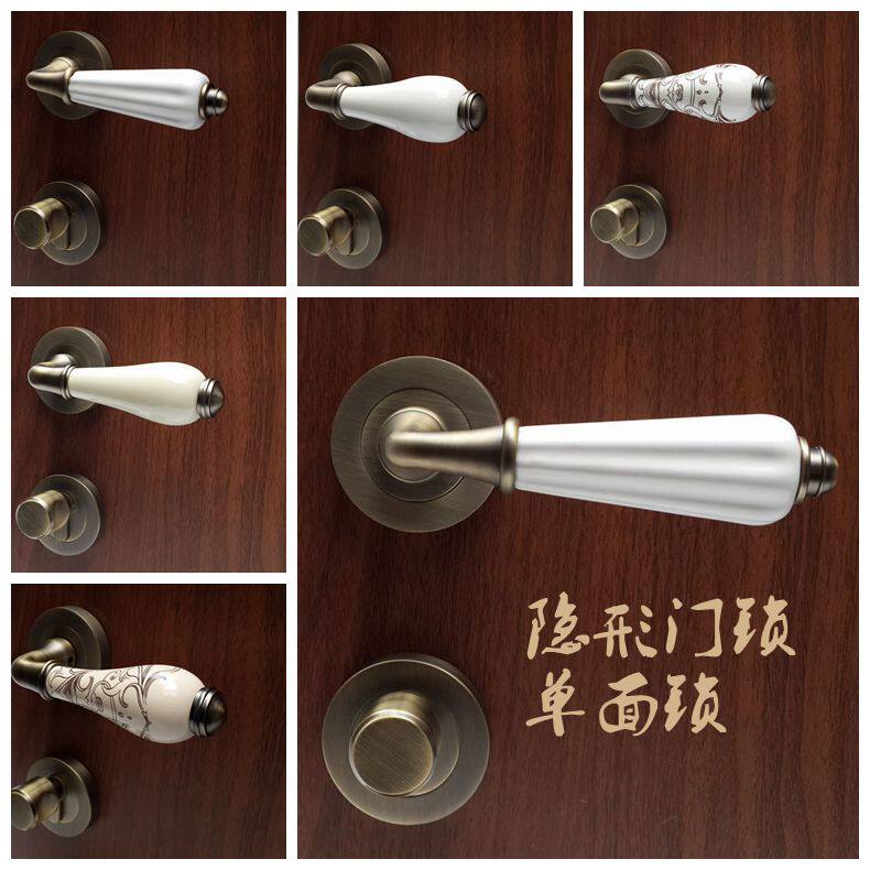 Boutique special price green ancient copper invisible door lock concealed door lock concealed door lock ceramic single-sided lock ceramic handle