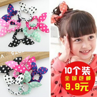 10 packs 9 9 yuan wave point fabric rabbit ears hair ring hair ring rubber band jewelry cute floral