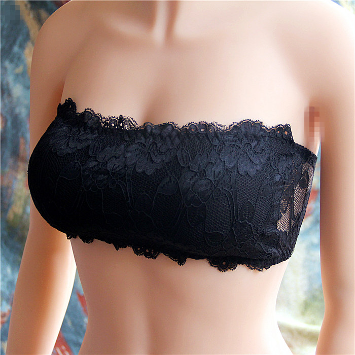 欧美蕾丝 蕾丝防走光抹胸 内搭裹胸 无肩带内衣 有插片文胸