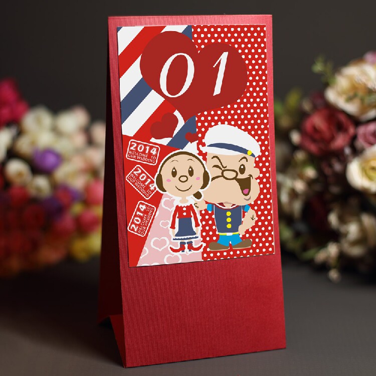 Vigorous sailor Inron Wind personality Custom Wedding wedding Supplies Table Card Desk Card Seating Card Sign to Taiwan Painting Beauty