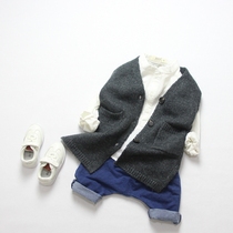 Day-of-the-autumn elegant literature and art Fan CUHK Childrens children Long-style sweater waistcoat boys woolen sweater vests