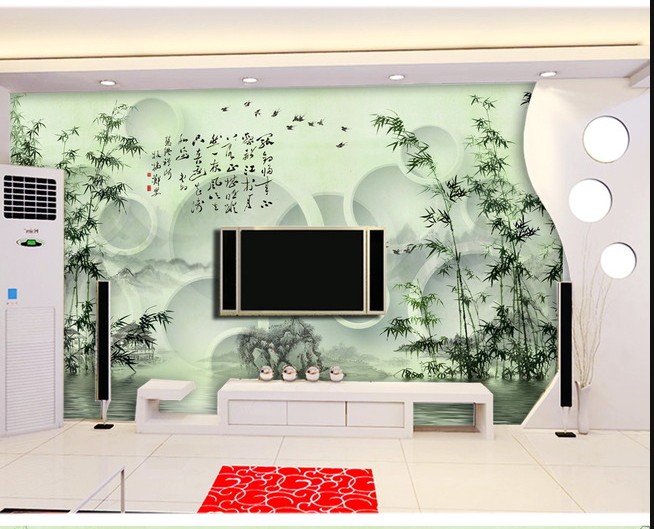 Ceramic background Living room TV sofa Background wall tiles Film and TV Wall 3D engraving Chinese style minimalist bamboo reservation