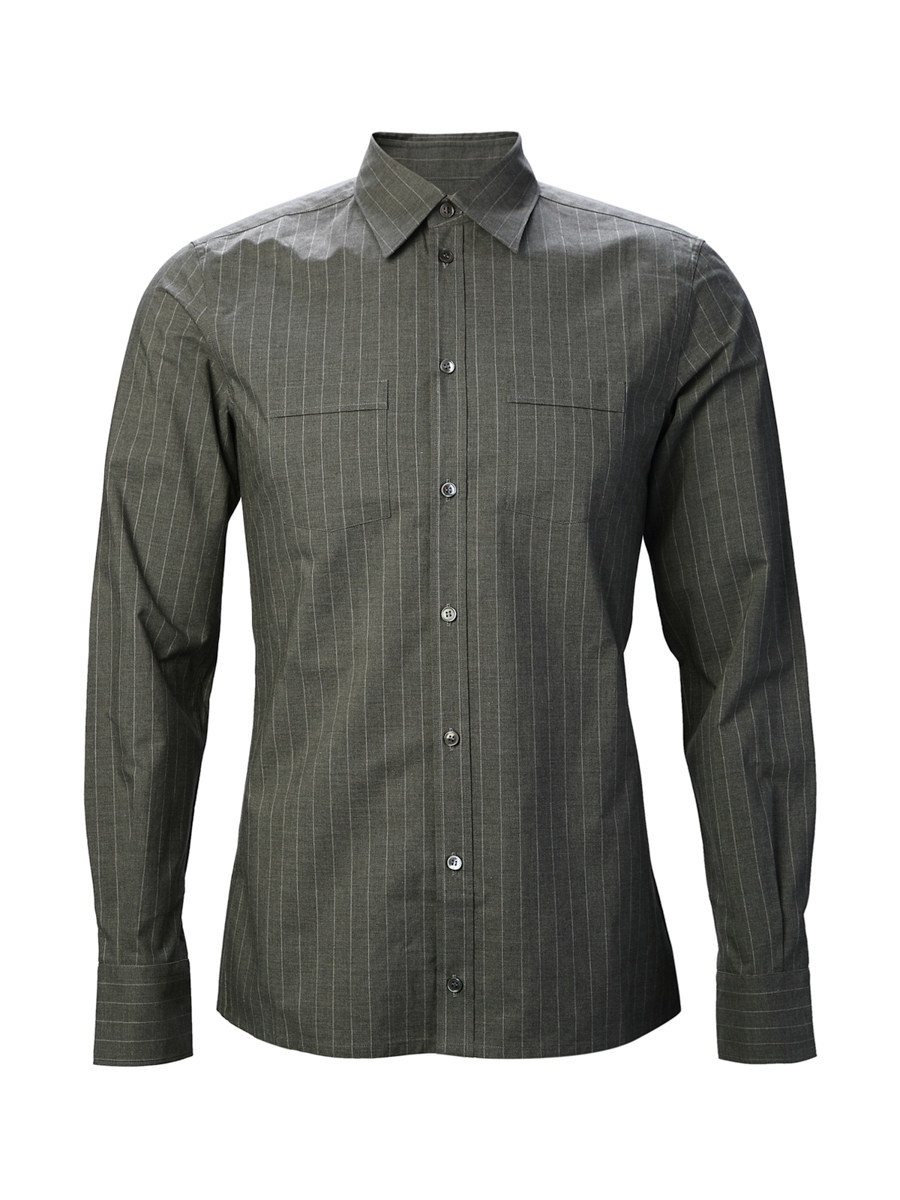 Dolce&Gabbana 深灰色条纹长袖衬衫