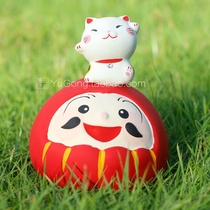 Japan Seto-yaki hand-painted cute pottery Dharma Lucky Cat ceramic ornaments Lucky luck prayer gift ornaments