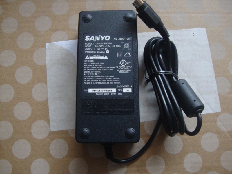 Brand new original installation SANYO THREE OCEAN RECORDING CAMERA LCD TV LAPTOP POWER SUPPLY 12V5A FOUR PINS