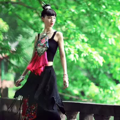 New women's jewelry National style jewelry collar original hand-made pine peach embroidery hand embroidery exaggerated retro tassel collar necklace