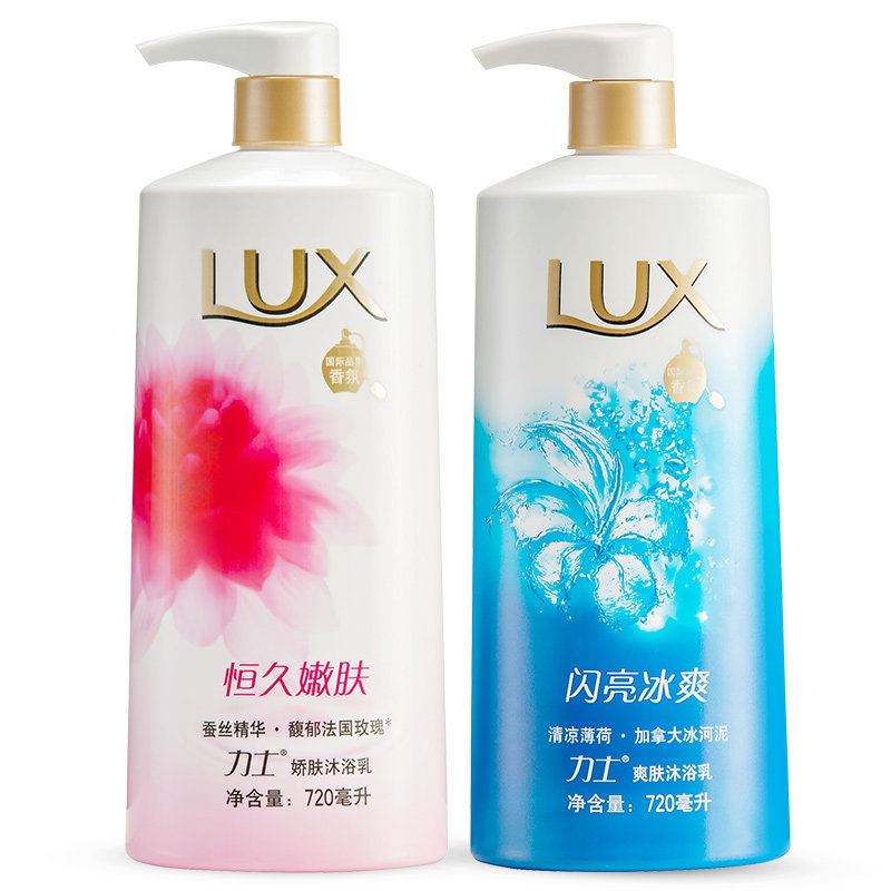 力士沐浴露(恒久嫩肤+闪亮冰爽)沐浴乳720ml*2套装持久留香