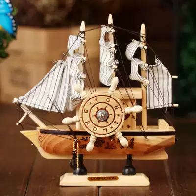 Fashion solid wood music sailing Mediterranean style music box fashion boutique crafts decoration Music Box