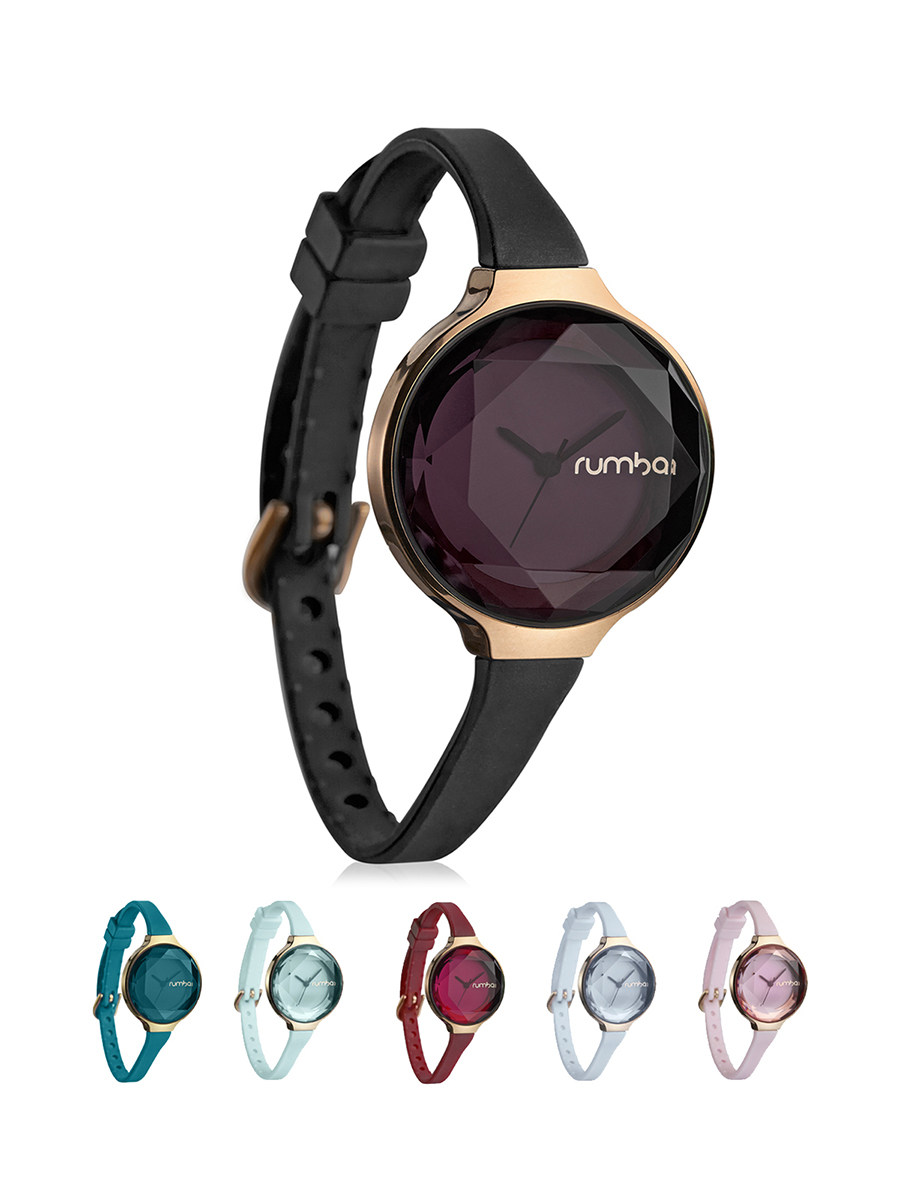 Rumba Time 奥查德宝石切面硅胶表带30mm圆形腕表